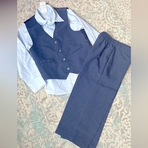Boys blue wedding outfit. I had it dry cleaned